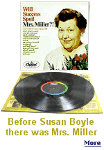 In 2009, the recording sensation was Susan Boyle. In 1966, it was Mrs. Miller. The difference is, Susan Boyle can sing. Elva Miller owes her fame to her uniquely atrocious vocal style and to the fearless gusto with which she assails�and destroys�a song. Her debut album�Mrs. Miller's Greatest Hits, issued by Capitol Records in 1966�is a collector's item. It sold 200,000 copies and left an indelible stain on modern music.